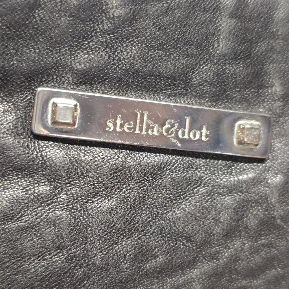 Stella & Dot Black Genuine Leather Crossbody Purse With Tassel Boho Grange Rock